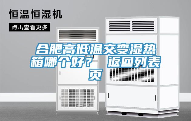 合肥高低溫交變濕熱箱哪個好？ 返回列表頁