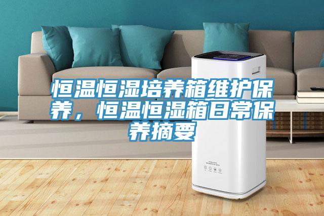恒溫恒濕培養箱維護保養，恒溫恒濕箱日常保養摘要