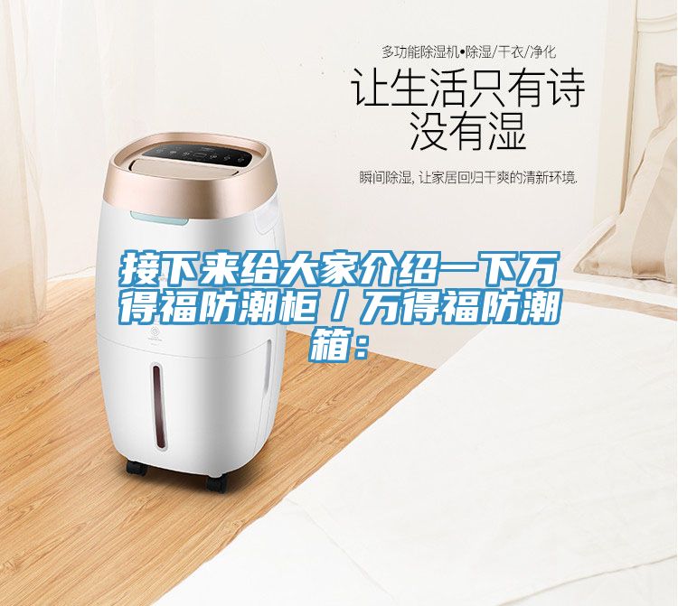 接下來給大家介紹一下萬得福防潮櫃／萬得福防潮箱：